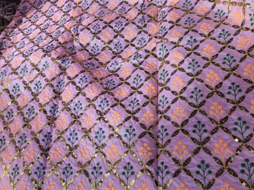 Shree Shyam Jari Nishan — Kasida Chaukadi Pattern, Pink, 0.25M