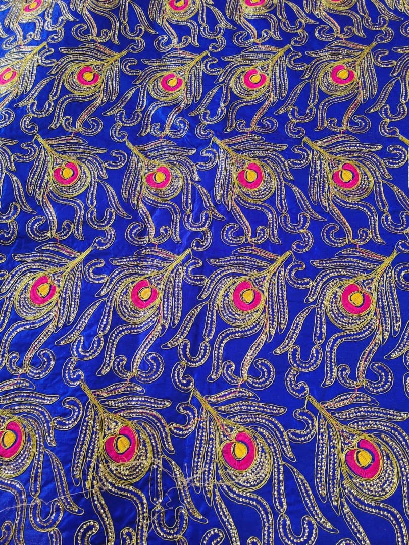 Shree Shyam Jari Nishan — Morpankh Pattern, Blue, 0.25M