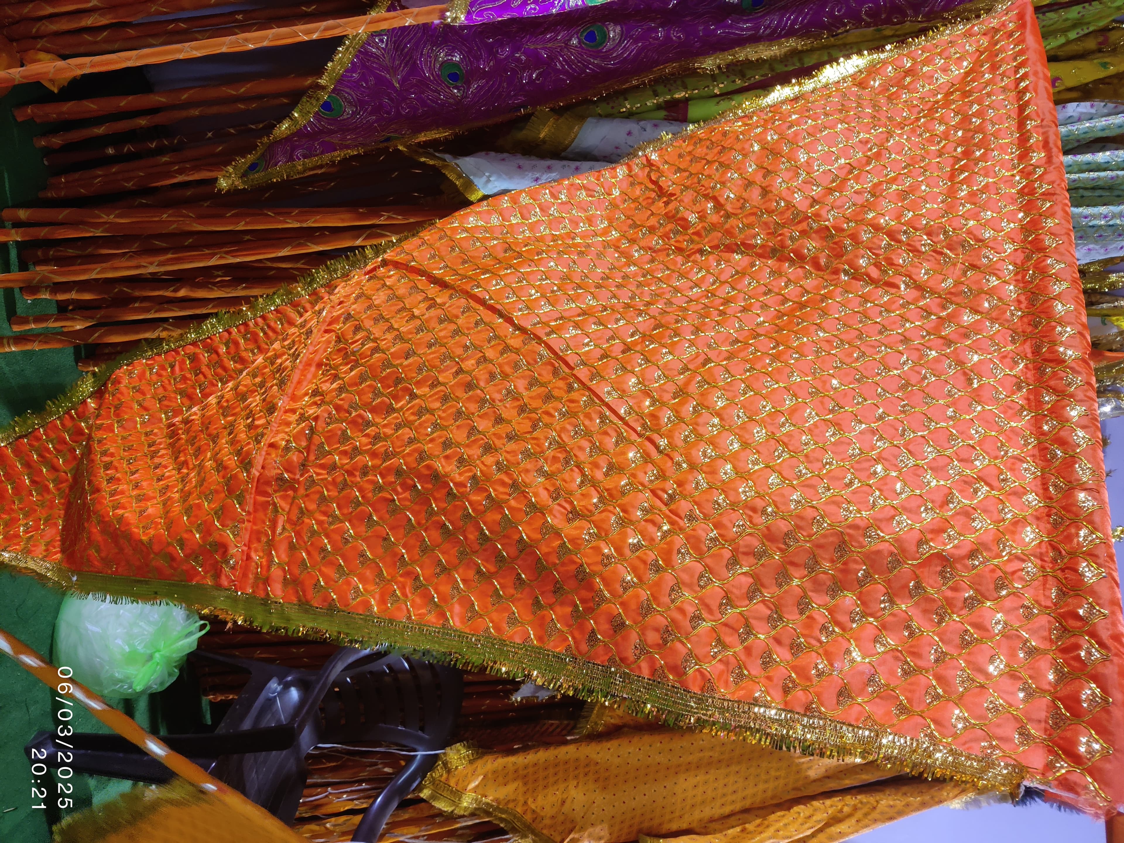 Shree Shyam Jari Nishan — Chaukadi Pattern, Orange, 1.25M